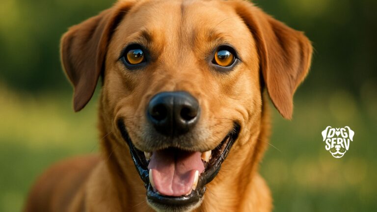 Dog with clear, bright eyes looking alert and happy