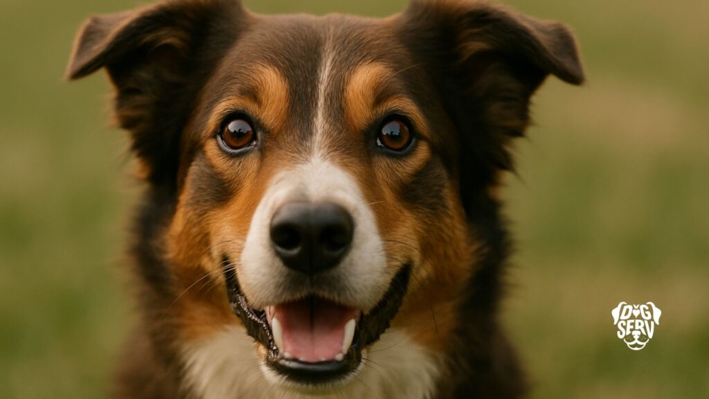Close-up of alert dog with bright eyes and friendly expression