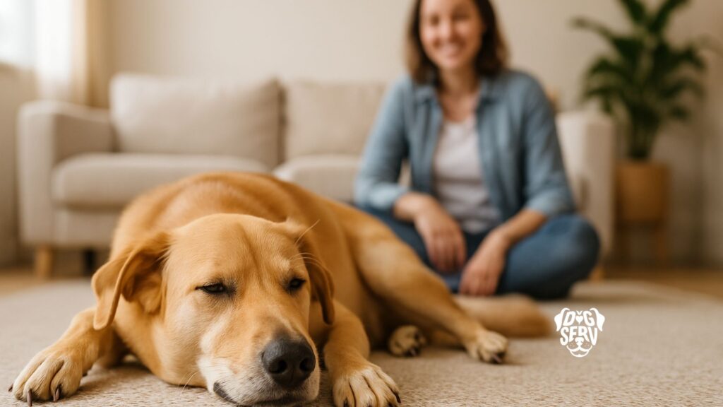Dog Resting Calmly at Home After Training